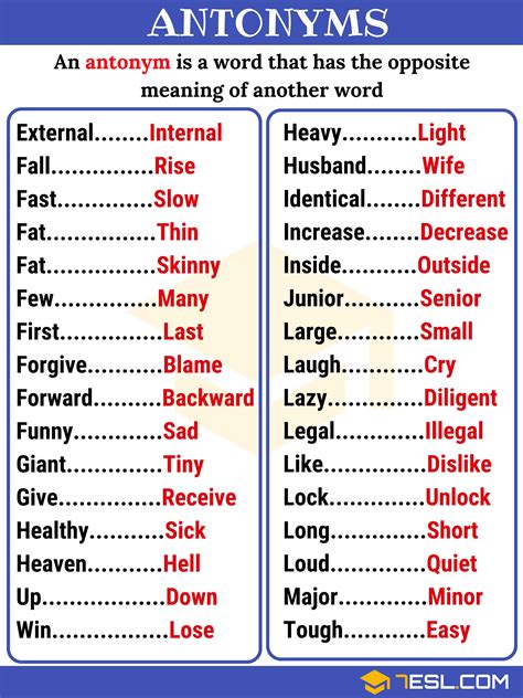 antonyms|antonyms opposites.